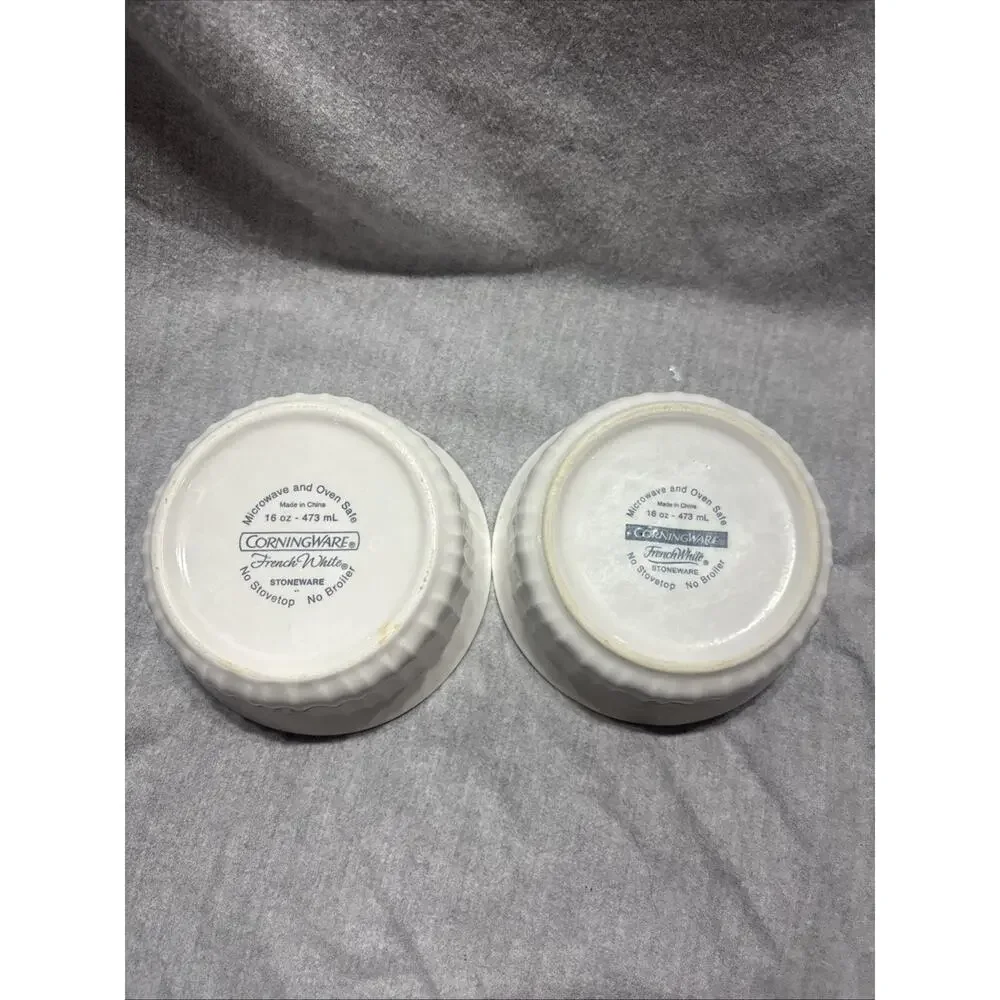 Lot of 3 Corningware French White Stoneware Bowls No Lids (2-16oz & 1-24oz)